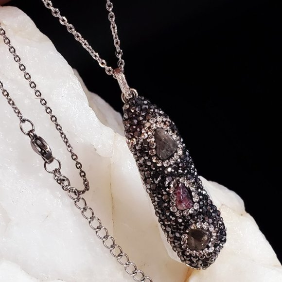 GG Unique Jewelry Jewelry - Raw Ruby Silver Necklace Quartz Crystals